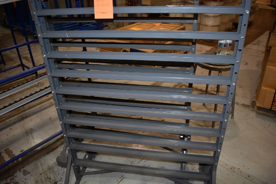 (2) GRAY BIN RACKS, 54"H x 36"WIDE