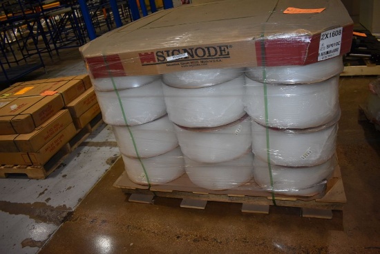 SKID WITH (36) COILS OF CONTRAX PLASTIC STRAPPING,