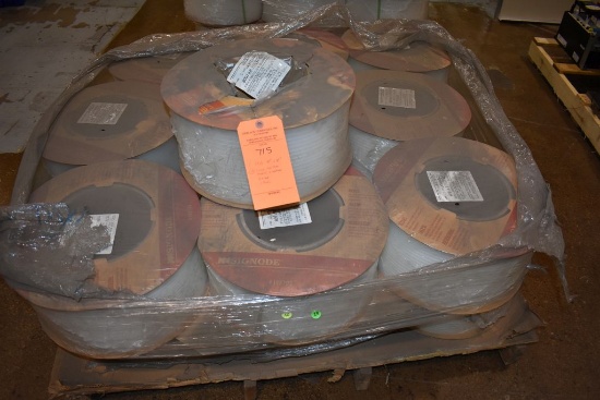 SKID WITH (19) COILS OF CONTRAX PLASTIC STRAPPING,