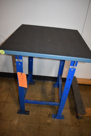 BLUE WORK TABLE, NO CASTERS, PADDED SURFACE,