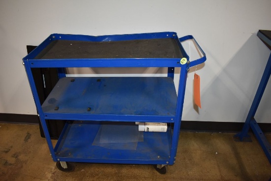 BLUE WORK CART WITH THREE SHELVES WITH CASTERS,