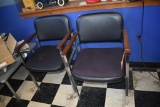 (3) WAITING ROOM CHAIRS, BLACK FABRIC & WOOD ARMS