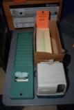 AMANO PIX-10 TIME CLOCK W/TIME CARD HOLDER & BOX OF TIME CARDS