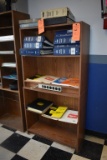(2) WOODGRAIN BOOK SHELVES W/OUTLET SURGER