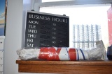BUSINESS MESSAGE/HOUR BOARD & RED/WHITE/BLUE 120' BANNER