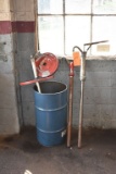 (2) BARREL PUMPS AND CAN