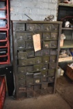 METAL PARTS CABINET WITH APPROX. 49 DRAWERS WITH