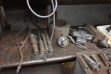 ONE SHELF OF SOLDERING TOOLS, LATHE PARTS AND AIR CYLINDERS