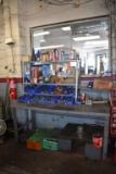 BENCH AND SHELF WITH NUTS AND BOLTS AND LUBRICANTS