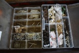 (2) PLANO ORGANIZERS WITH COTTER PINS AND MISC. HARDWARE