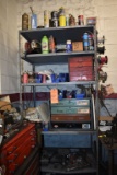 SHELVING UNIT WITH MISC. ELECTRICAL ITEMS