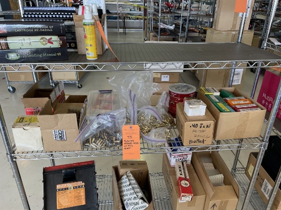 ASSORTED RELOAD ITEMS ON THIS SHELF