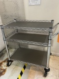 METAL FREEZER STYLE THREE TIER CART WITH HANDLE,