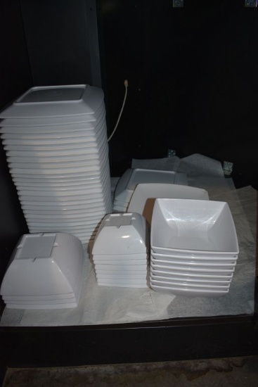 ASSORTMENT OF WHITE COMPOSITE PLATES AND BOWLS