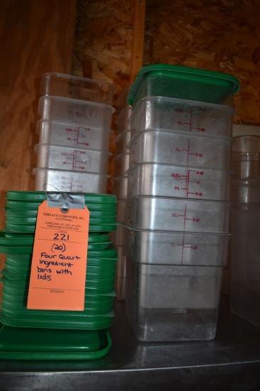 (20) FOUR QUART INGREDIENT BINS WITH LIDS