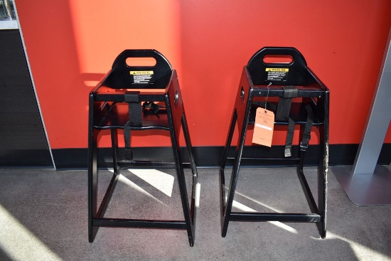 (2) WOODEN HIGH CHAIRS, BLACK