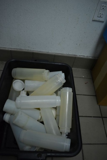 BUS TUB WITH EMPTY PLASTIC CONTAINERS