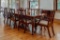 HENREDON DINING TABLE W/2 LEAVES, 2 CAPTAIN CHAIRS,