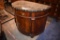 HENREDON 1/2 ROUND TABLE, WOOD W/MARBLE TOP,
