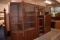4 PIECE BROWN WOOD & GLASS ENTERTAINMENT CENTER