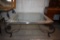 VERY HEAVY TABLE, BLACK IRON METAL BASE, 1