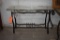 BLACK METAL BASE W/GLASS TOP, BEVELED EDGES,