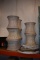 (6) PIECE WICKER TABLE SET W/GLASS TOPS