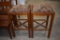 (2) WOODEN BACKLESS STOOLS, EARTHTONE SEATS