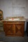 WOODEN 2 DOOR WASH STAND W/GRANITE TOP, SINK,