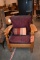 ALL WOOD LADDER BACK CHAIR W/BURGUNDY CUSHION