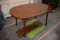 BROWN WOOD TABLE W/2 LEAVES, 39