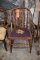 SPINDLE BACK WOODEN CHAIR W/NEEDLEPOINT SEAT