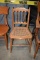 WOODEN CHAIR, CANE SEAT, SPINDLE BACK