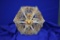 GOLD GOB CHANDELIER W/GLASS BEADS, 3 BULBS,
