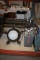 BOX OF ASSORTED FAN BLADES, MISC. FAN MOTOR GLOBE