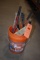 ORANGE BUCKET W/ASSORTED GARDENING TOOLS