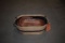 TAN SUEDE & BROWN LEATHER BASKET, WOODEN BASKET