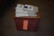 RED WICKER LAUNDRY BASKET W/WOODEN TOP,
