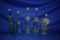 (5) DECORATIVE GLASS BOTTLES W/CORK TOPS