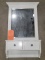 WHITE HANGING MIRROR W/2 DRAWER SHELF, APPROX. 38