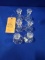 (6) MATCHING CLEAR GLASS CANDLE HOLDERS, ONE IS CHIPPED