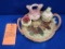 WICKER TRAY W/GLASS TOP OVER DRYED FLOWERS,
