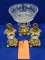 (3) ITEMS: CRYSTAL GLASS, GOLD DECORATIVE BOWL, PAIR