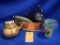 (5) MISC. HOME DECOR ITEMS (TEAPOT, METAL BUCKET, ETC.)