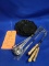 MISC. FONDUE FORKS & (7) BLACK PLASTIC COVERS