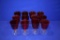 (13) RED GLASS W/CLEAR BOTTOM GLASSES