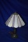 SMALL LAMP W/GLASS PURPLE/OPAL COLORED SHADE