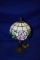 SMALL LAMP W/FLORAL GLASS SHADE