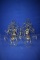 (6) HAND CRAFTED METAL CANDLE HOLDERS, CLEAR