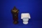 (2) GLASS VASES, HOME DECOR, CREAM COLORED/BROWN